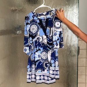 Super cute blue and white baby doll dress!